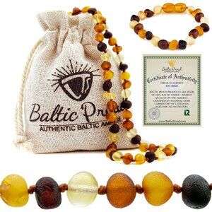 Unisex Baltic Amber Necklace and Bracelet Gift Set - Premium Quality, Certified,